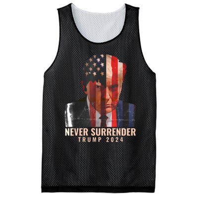 Donald Trump Never Surrender President 2024 Trump Mug Shot Mesh Reversible Basketball Jersey Tank