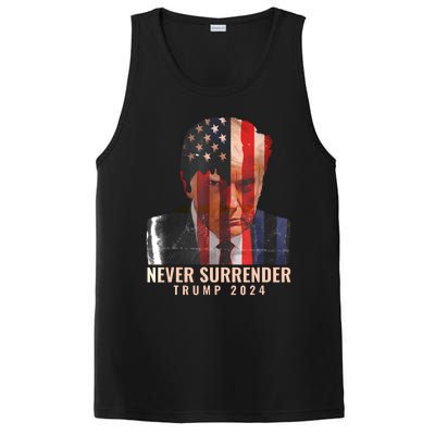 Donald Trump Never Surrender President 2024 Trump Mug Shot PosiCharge Competitor Tank