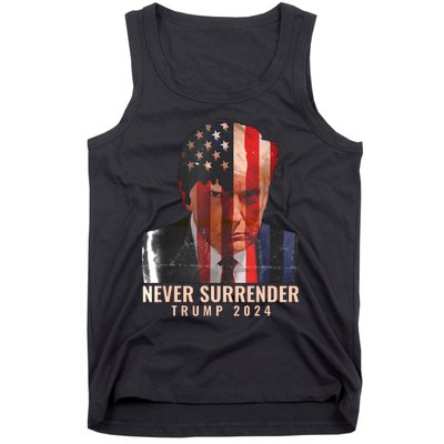 Donald Trump Never Surrender President 2024 Trump Mug Shot Tank Top