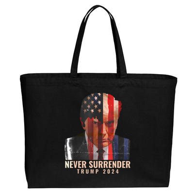 Donald Trump Never Surrender President 2024 Trump Mug Shot Cotton Canvas Jumbo Tote