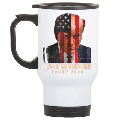 Donald Trump Never Surrender President 2024 Trump Mug Shot Stainless Steel Travel Mug