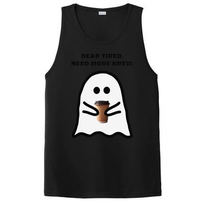 Dead Tired Need More Brew Ghost Drinking Coffee PosiCharge Competitor Tank