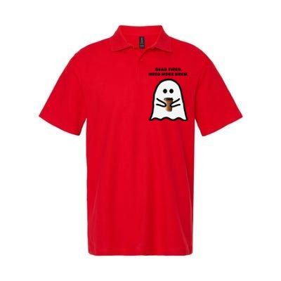 Dead Tired Need More Brew Ghost Drinking Coffee Softstyle Adult Sport Polo