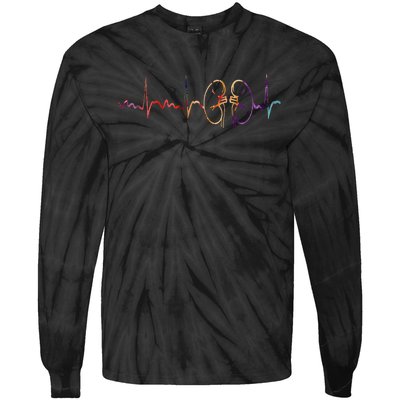 Dialysis Technician Nurse Kidney Heartbeat Awareness Tie-Dye Long Sleeve Shirt