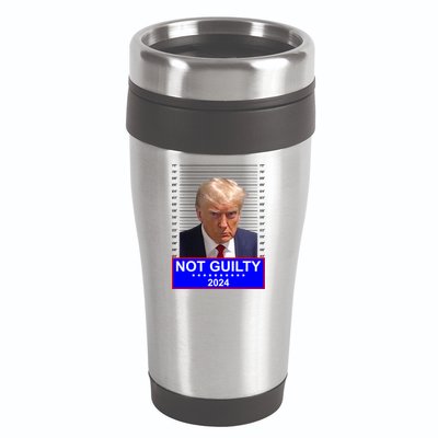 Donald Trump Not Guilty 2024 Mugshot Politcal 16oz Travel Tumbler