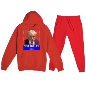 Donald Trump Not Guilty 2024 Mugshot Politcal Premium Hooded Sweatsuit Set