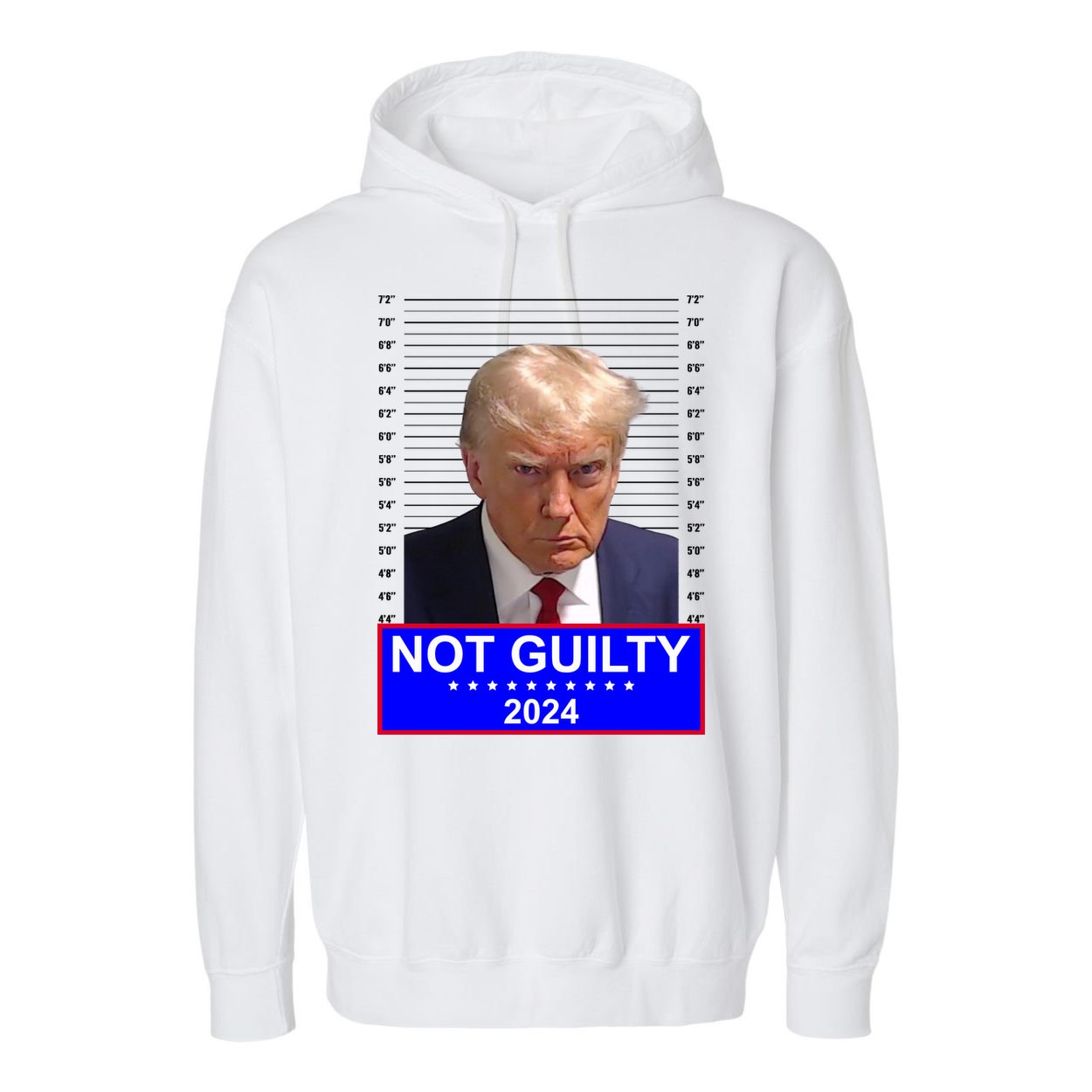 Donald Trump Not Guilty 2024 Mugshot Politcal Garment-Dyed Fleece Hoodie
