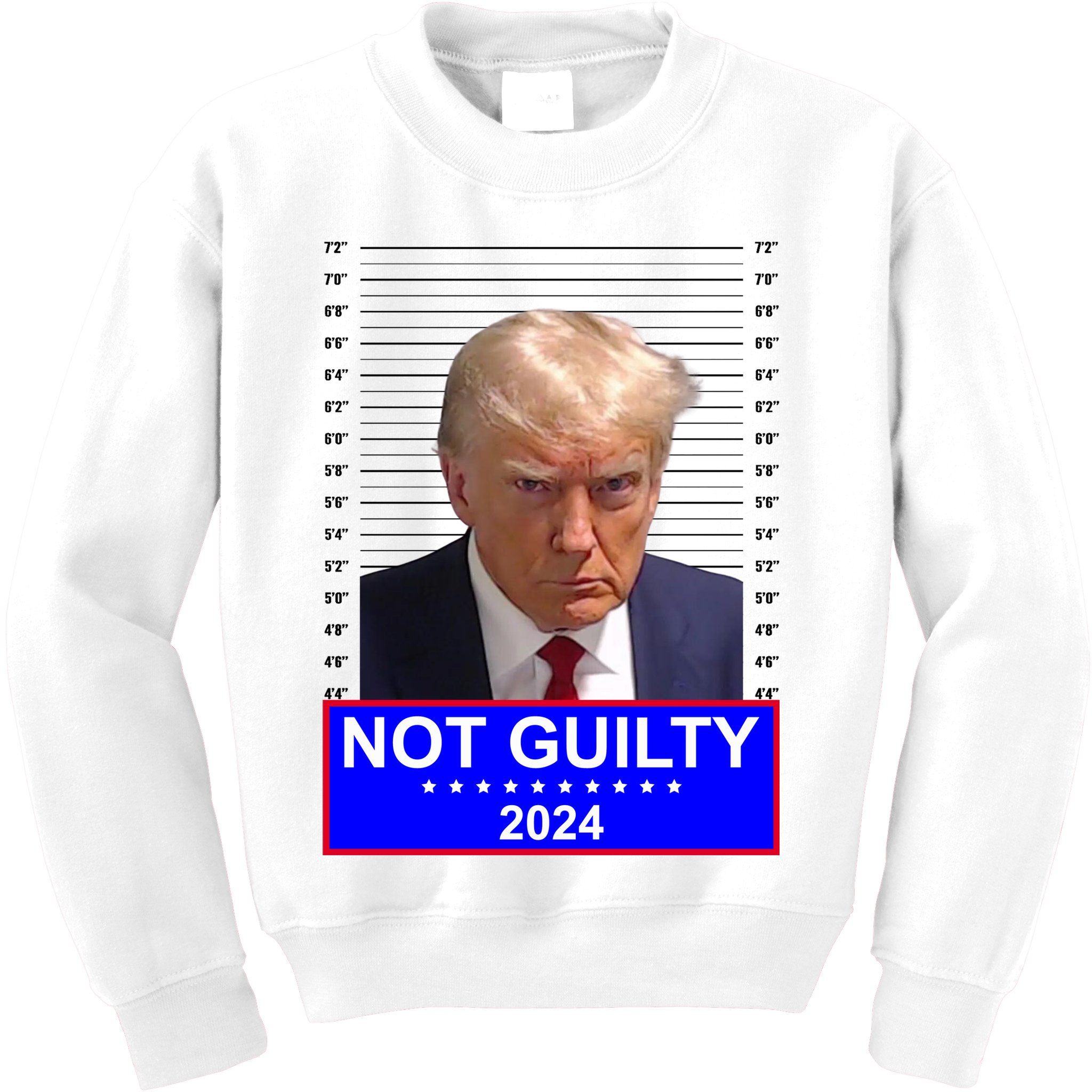 Donald Trump Not Guilty 2024 Mugshot Politcal Kids Sweatshirt