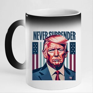 Donald Trump Never Surrender 11oz Black Color Changing Mug