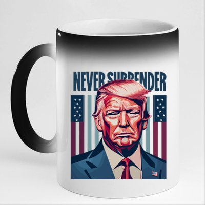 Donald Trump Never Surrender 11oz Black Color Changing Mug