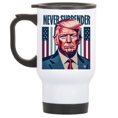 Donald Trump Never Surrender Stainless Steel Travel Mug