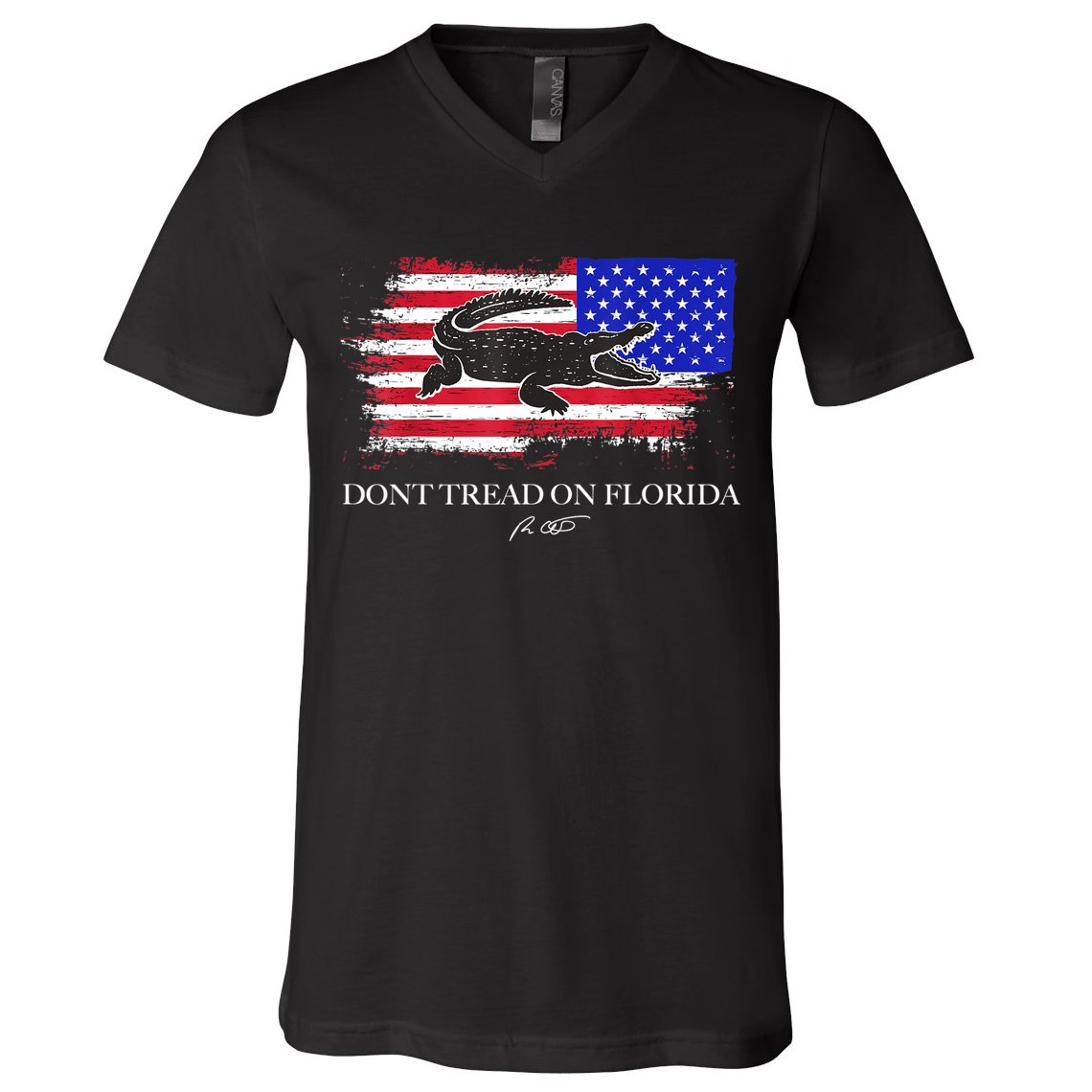 Dont Tread On Florida Governor Flag Alligator DeSantis 2021 V-Neck T-Shirt