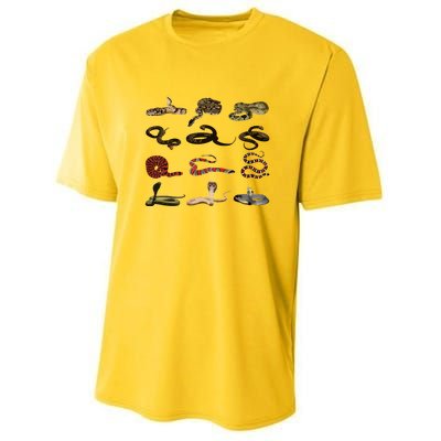 Different Types Of Snakes Boy Girl Educational Serpent Youth Performance Sprint T-Shirt