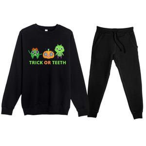 Dental Trick Or Teeth Costume Cool Gift Premium Crewneck Sweatsuit Set