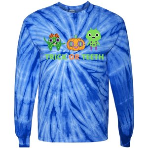 Dental Trick Or Teeth Costume Cool Gift Tie-Dye Long Sleeve Shirt