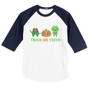 Dental Trick Or Teeth Costume Cool Gift Baseball Sleeve Shirt