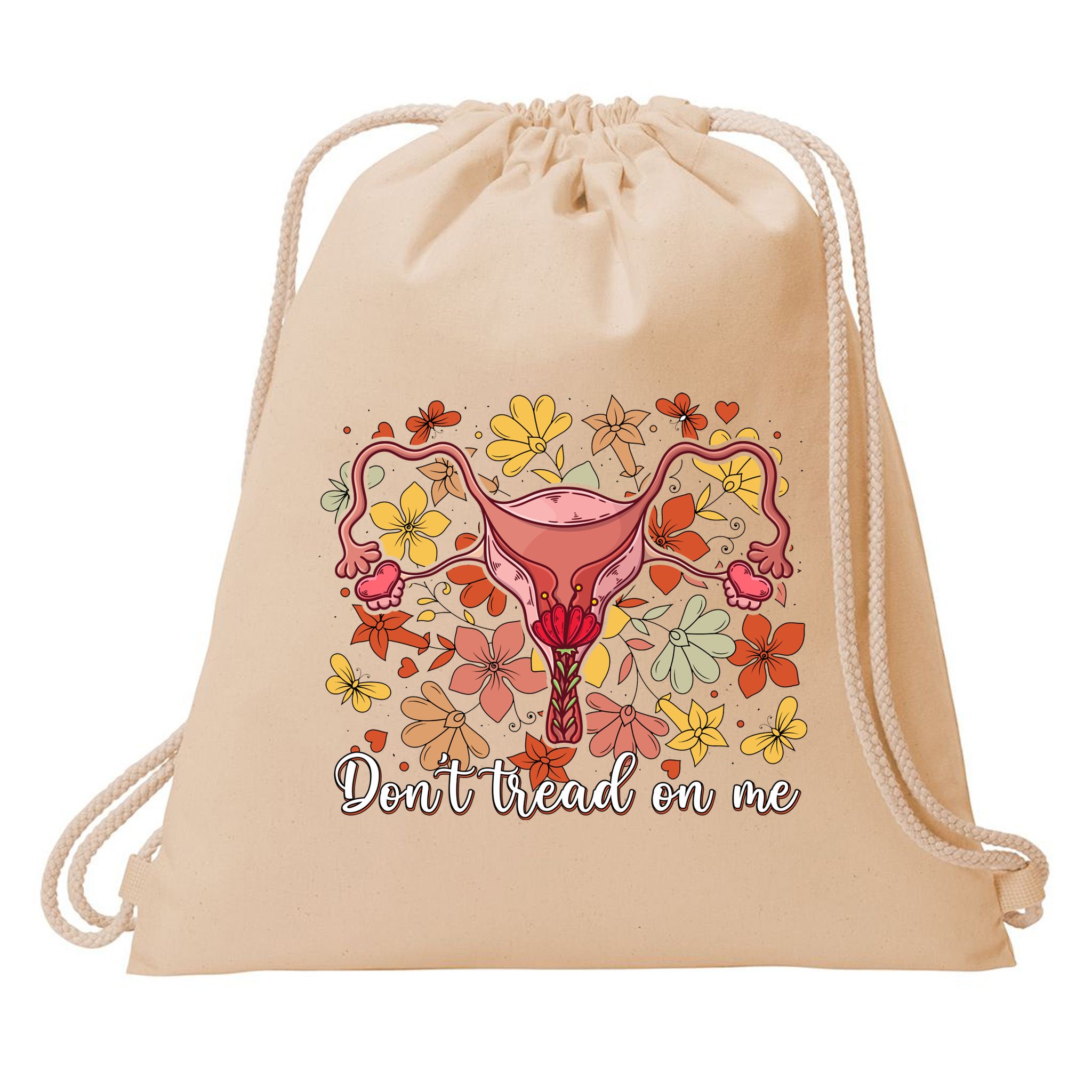 Don’t Tread On Me Uterus Feminist Human Rights Drawstring Bag