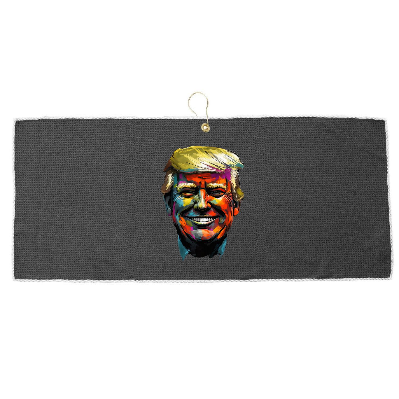 Donald Trump Oil Painting Style Donald J Trump Smiling Large Microfiber Waffle Golf Towel