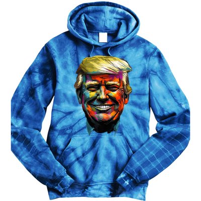Donald Trump Oil Painting Style Donald J Trump Smiling Tie Dye Hoodie