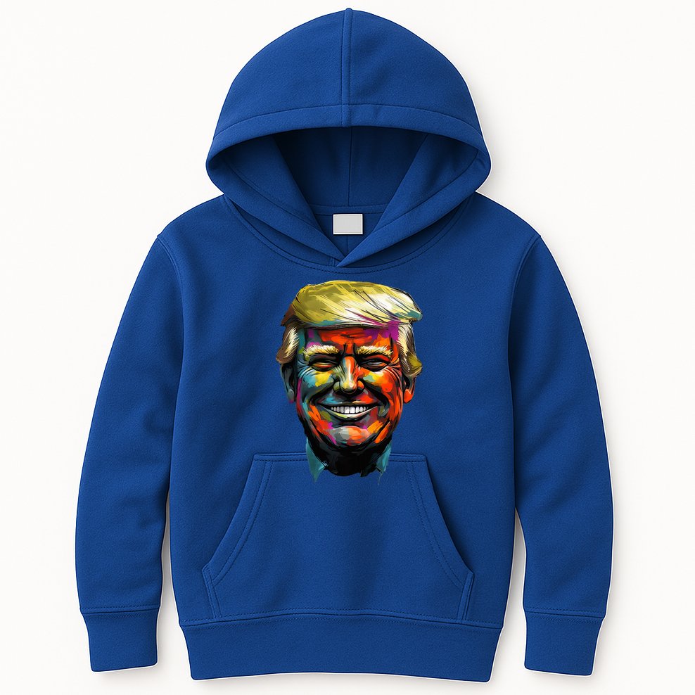 Donald Trump Oil Painting Style Donald J Trump Smiling Kids Hoodie