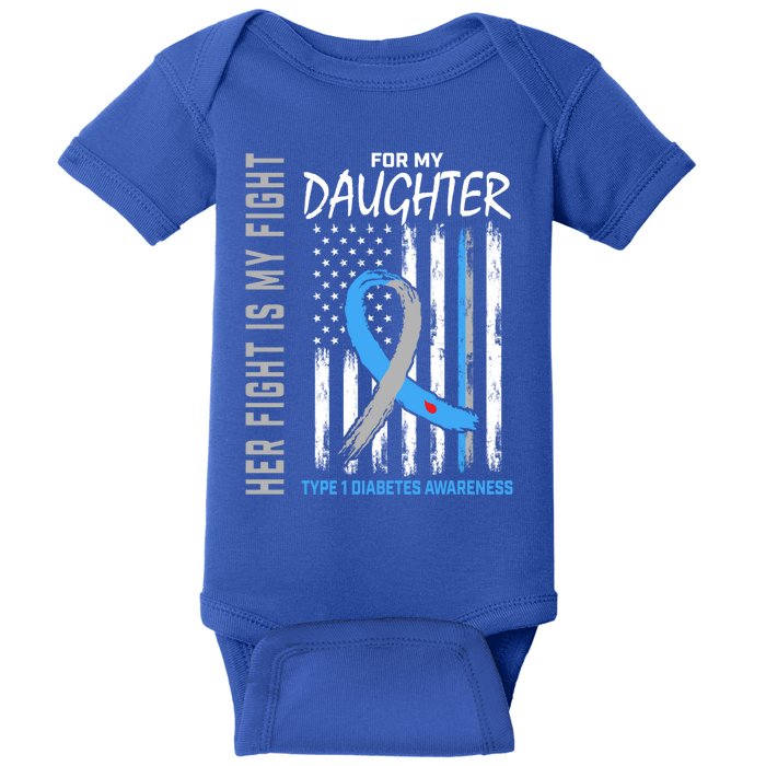 Daughter Type One Diabetes Awareness Usa Flag Back Graphic Gift Baby Bodysuit