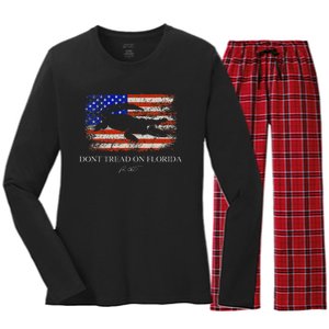 Dont Tread On Florida Governor Ron Desantis Women's Long Sleeve Flannel Pajama Set 