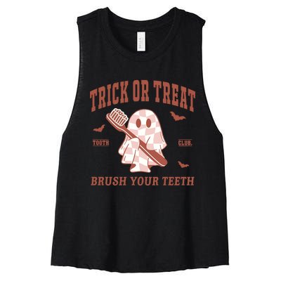 Dentist Trick Or Treat Brush Your Teeth Halloween Women's Racerback Cropped Tank