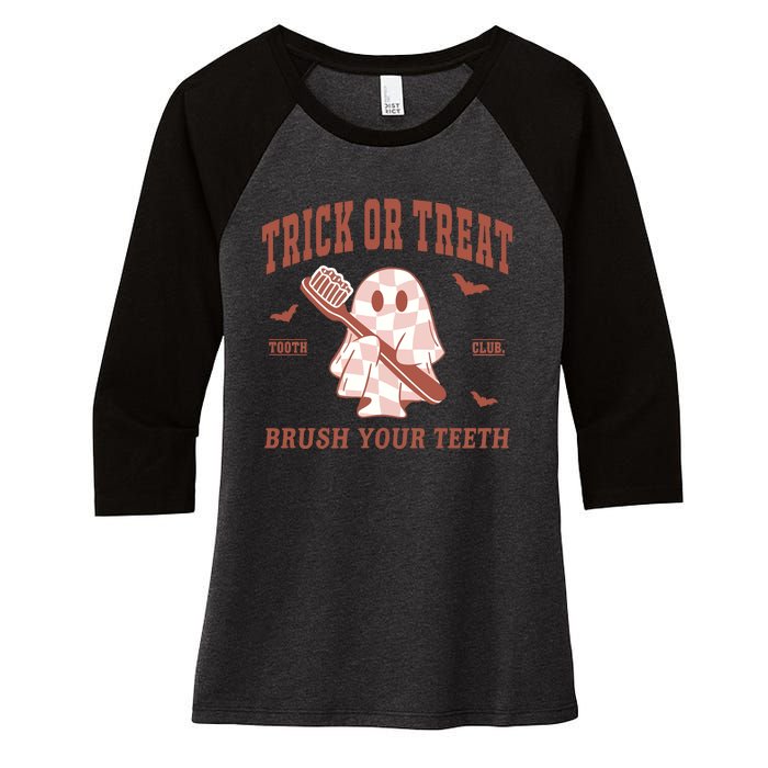 Dentist Trick Or Treat Brush Your Teeth Halloween Women's Tri-Blend 3/4-Sleeve Raglan Shirt