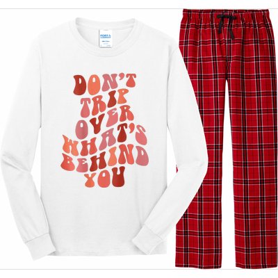 Don't Trip Over What's Behind You Retro Print On Back Long Sleeve Pajama Set