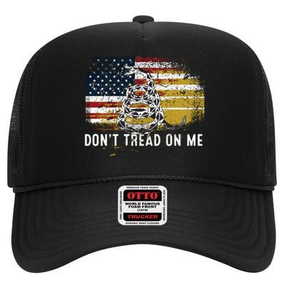 Dont Tread On Me USA Flag Rights Fight High Crown Mesh Back Trucker Hat