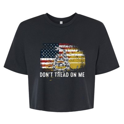 Dont Tread On Me USA Flag Rights Fight Bella+Canvas Jersey Crop Tee