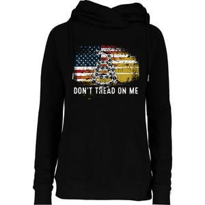 Dont Tread On Me USA Flag Rights Fight Womens Funnel Neck Pullover Hood