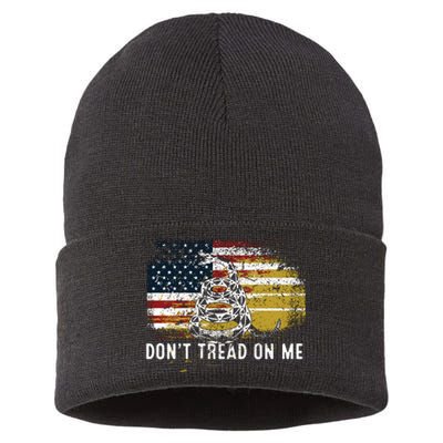 Dont Tread On Me USA Flag Rights Fight Sustainable Knit Beanie