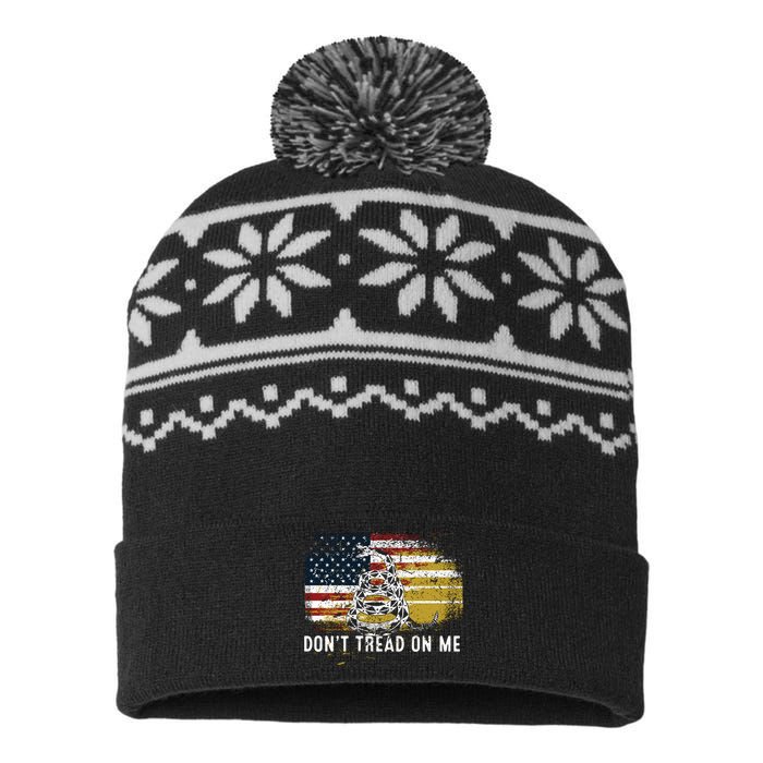 Dont Tread On Me USA Flag Rights Fight USA-Made Snowflake Beanie