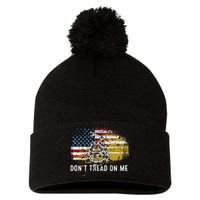 Dont Tread On Me USA Flag Rights Fight Pom Pom 12in Knit Beanie