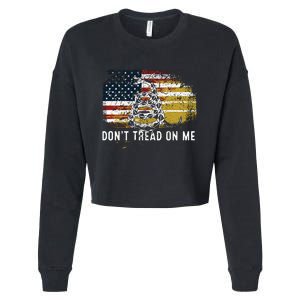 Dont Tread On Me USA Flag Rights Fight Cropped Pullover Crew