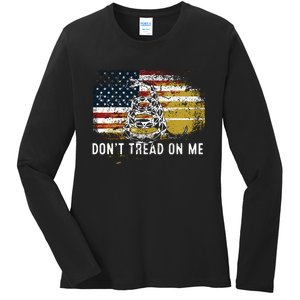 Dont Tread On Me USA Flag Rights Fight Ladies Long Sleeve Shirt