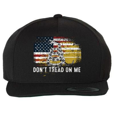 Dont Tread On Me USA Flag Rights Fight Wool Snapback Cap