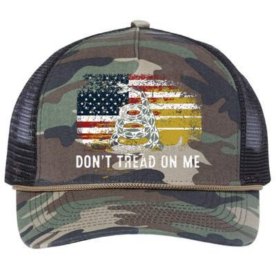 Dont Tread On Me USA Flag Rights Fight Retro Rope Trucker Hat Cap