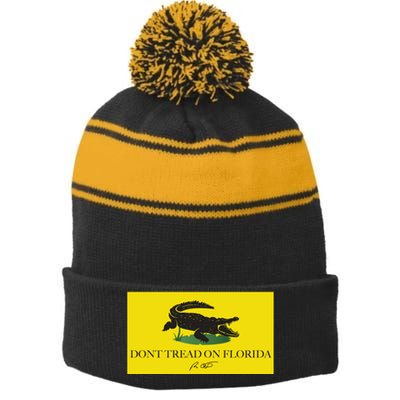 Don't Tread On Florida Ron Desantis Stripe Pom Pom Beanie