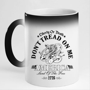 Dont Tread On Me Land Of The Free Liberty Or Death 11oz Black Color Changing Mug