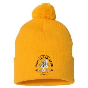 Dont Tread On Me Land Of The Free Liberty Or Death Pom Pom 12in Knit Beanie