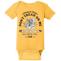 Dont Tread On Me Land Of The Free Liberty Or Death Baby Bodysuit