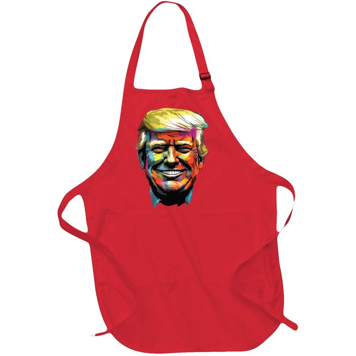 Donald Trump Oil Painting Style Donald J Trump Smiling Full-Length Apron With Pockets