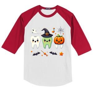 Dentist Trick Or Th Halloween Cute Dental Halloween Th Gift Kids Colorblock Raglan Jersey