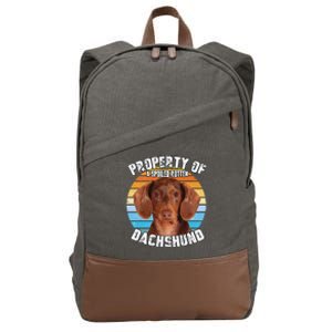 Dachshund Tan Owner Lover Property Of Cute Dog Cotton Canvas Backpack