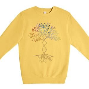 DNA Tree Of Life Science Earth Day Genetics Biologist Premium Crewneck Sweatshirt