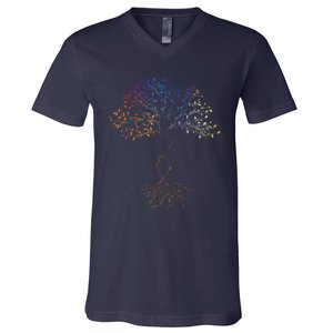 DNA Tree Of Life Science Earth Day Genetics Biologist V-Neck T-Shirt