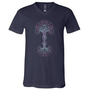 DNA Tree Of Life Science Of Genetics Earth Day Genealogy Love V-Neck T-Shirt