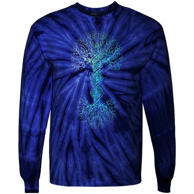 DNA Tree Of Life Science Of Genetics Earth Day Genealogy Tie-Dye Long Sleeve Shirt